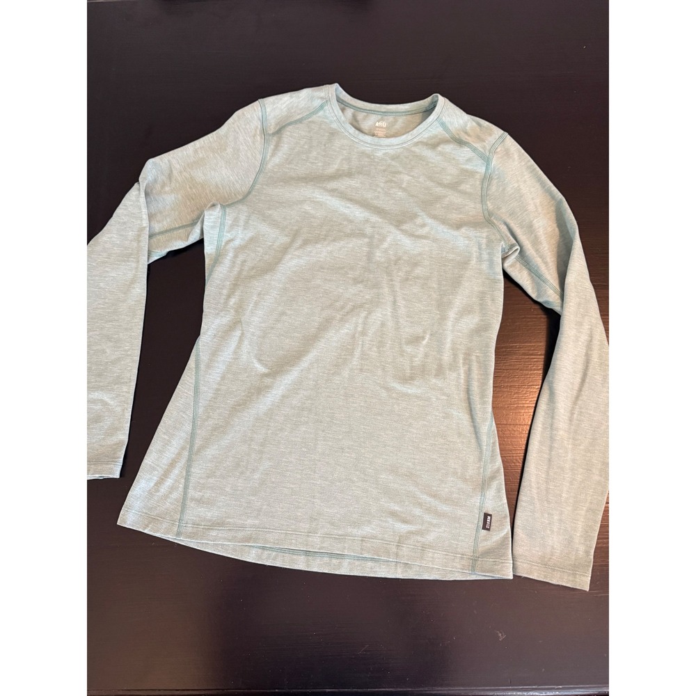 REI Co-op Womens Medium Green Heather Long Sleeve Base Layer Hiking Top Shirt